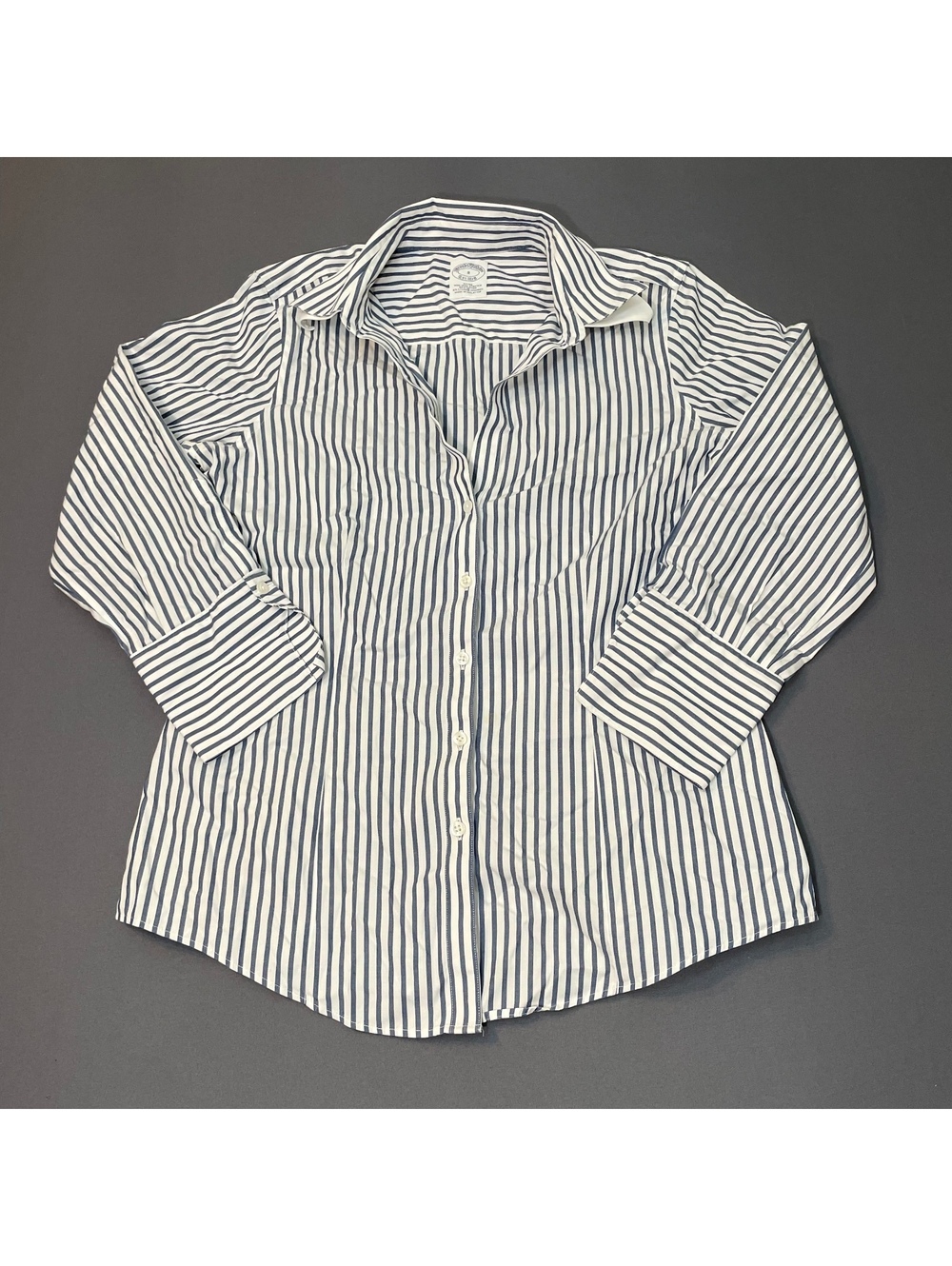 Brooks Brothers Women's Fitted Non-Iron Stretch Striped Button-Up Shirt Size 8